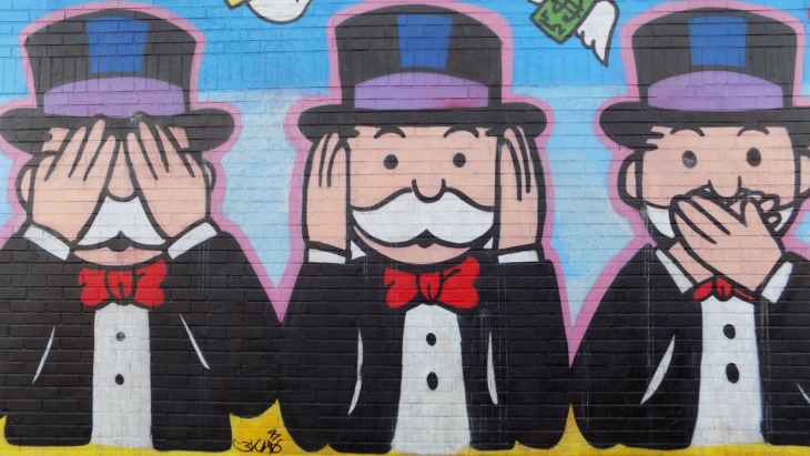 Monopoly imagery on a wall