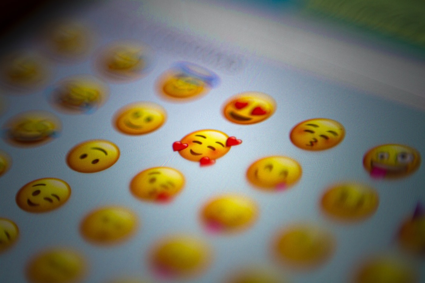 bank of emojis focusing on love heart face