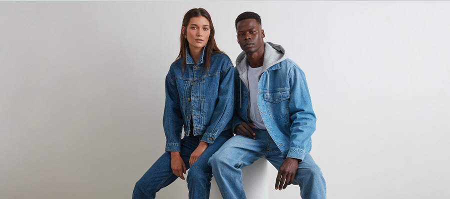 THE ICONIC ad - two people wearing double denim
