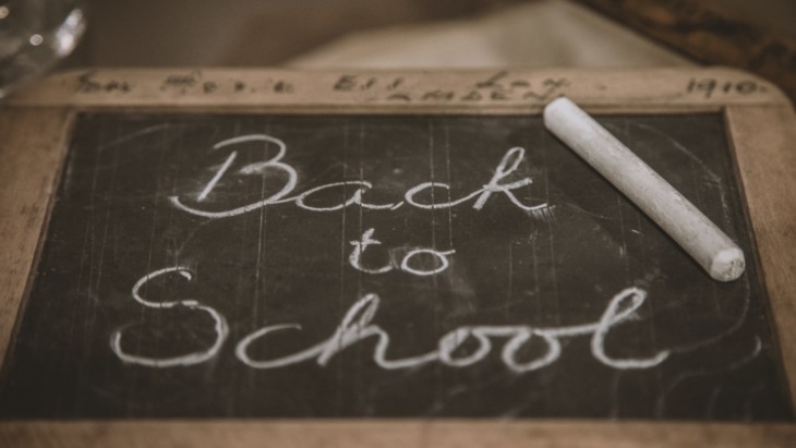 Chalk board with 'Back to School' written on it